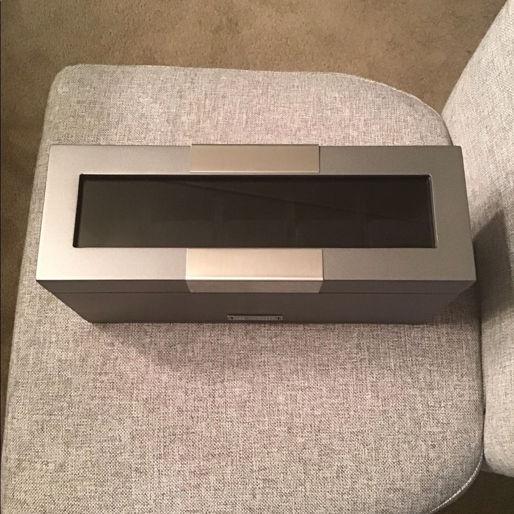 BROUK & CO 5 SLOT WATCH BOX PLUS JEWELRY HOLDER